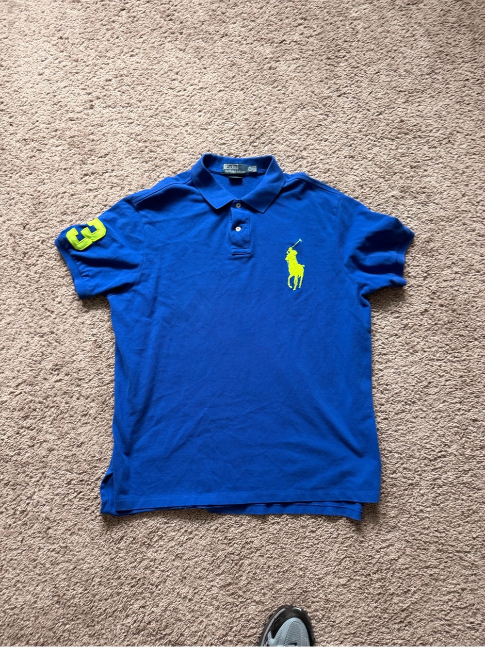 Ralph Lauren Polo Shirt - Royal Blue with Neon Yellow Pony